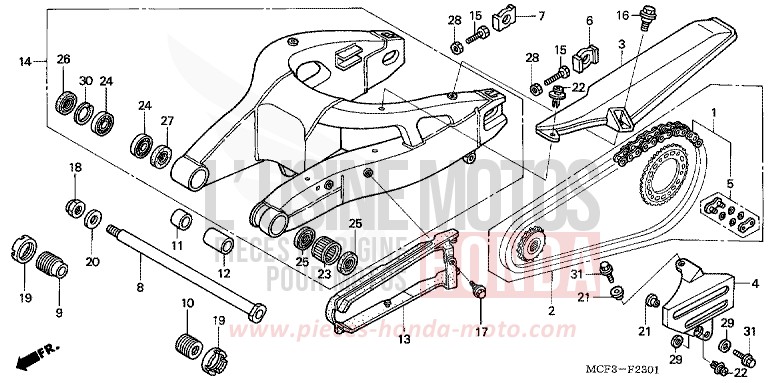 BRAS OSCILLANT (VTR1000SP2/3/4/5/6) de VTR1000 SP-2 ROSS WHITE (NH196B) 2003